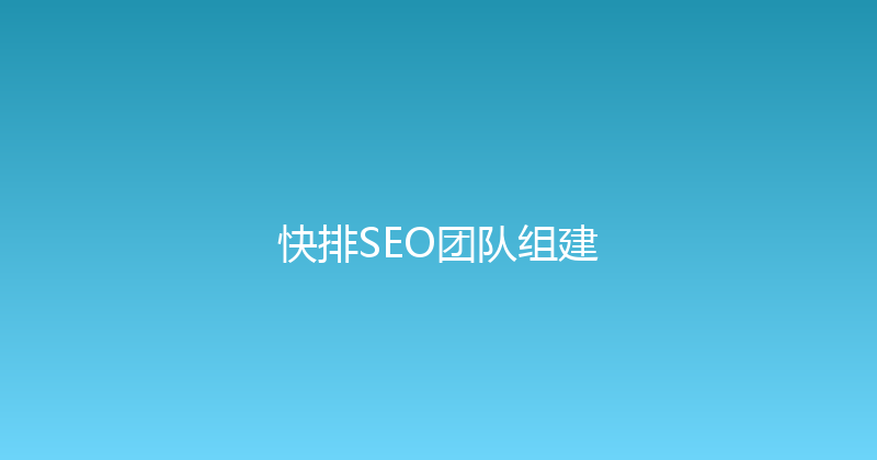快排SEO团队组建 封面图