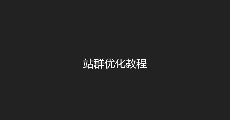 站群优化教程 封面图