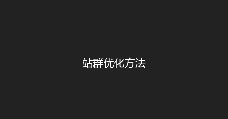 站群优化方法 封面图