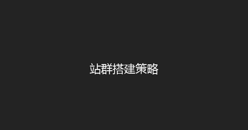 站群搭建策略 封面图