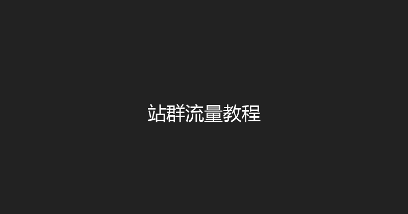 站群流量教程 封面图