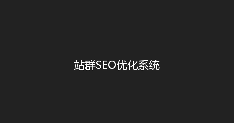 站群SEO优化系统 封面图