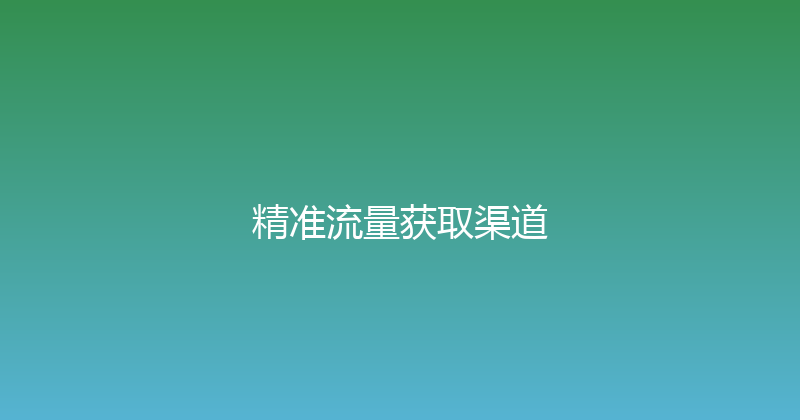 精准流量获取渠道 封面图
