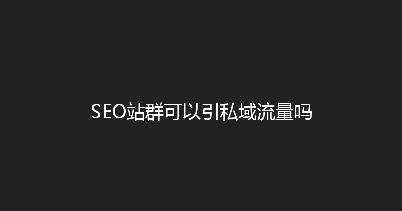 SEO站群可以引私域流量吗 封面图